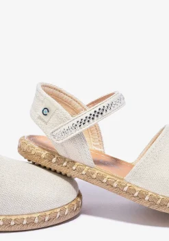 Sapatos De Menina-Conguitos Alpercatas Bege De Menina Metalizadas