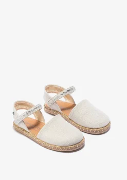 Sapatos De Menina-Conguitos Alpercatas Bege De Menina Metalizadas