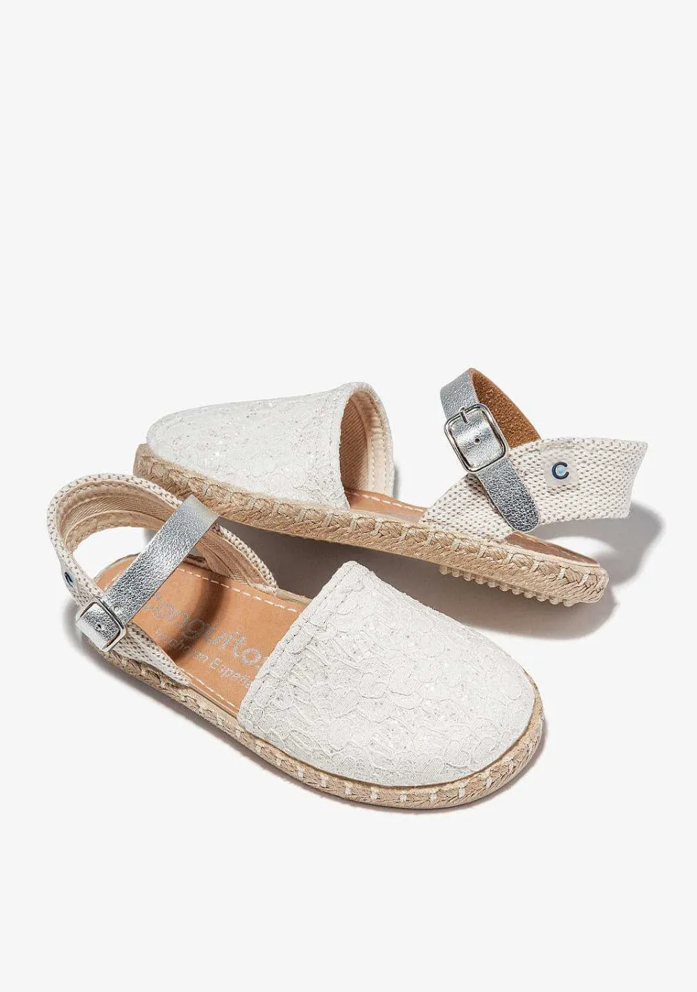 Sapatos De Menina-Conguitos Alpercatas Bordadas Brancas