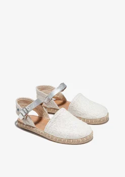 Sapatos De Menina-Conguitos Alpercatas Bordadas Brancas