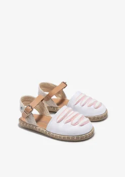 Sapatos De Cerimónia-Conguitos Alpercatas Com Tiras De Fivela Brancas