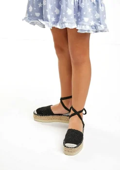 Sapatos De Menina-Conguitos Alpercatas De Croche Pretas P&B