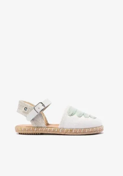 Sapatos De Menina-Conguitos Alpercatas De Fivela Brancas Verdes De Menina