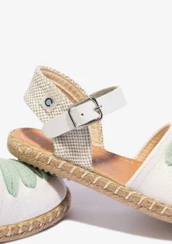 Sapatos De Menina-Conguitos Alpercatas De Fivela Brancas Verdes De Menina