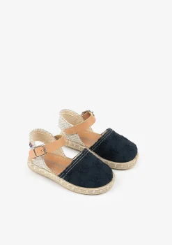 Alpercatas-Conguitos Alpercatas Denim Bordado Azul Marinho Para Bebé