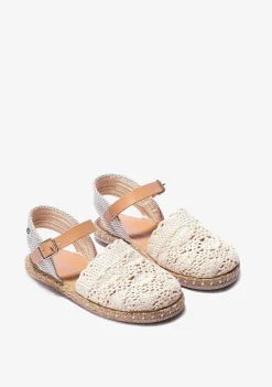 Alpercatas-Conguitos Alpercatas Macrame Bege De Menina