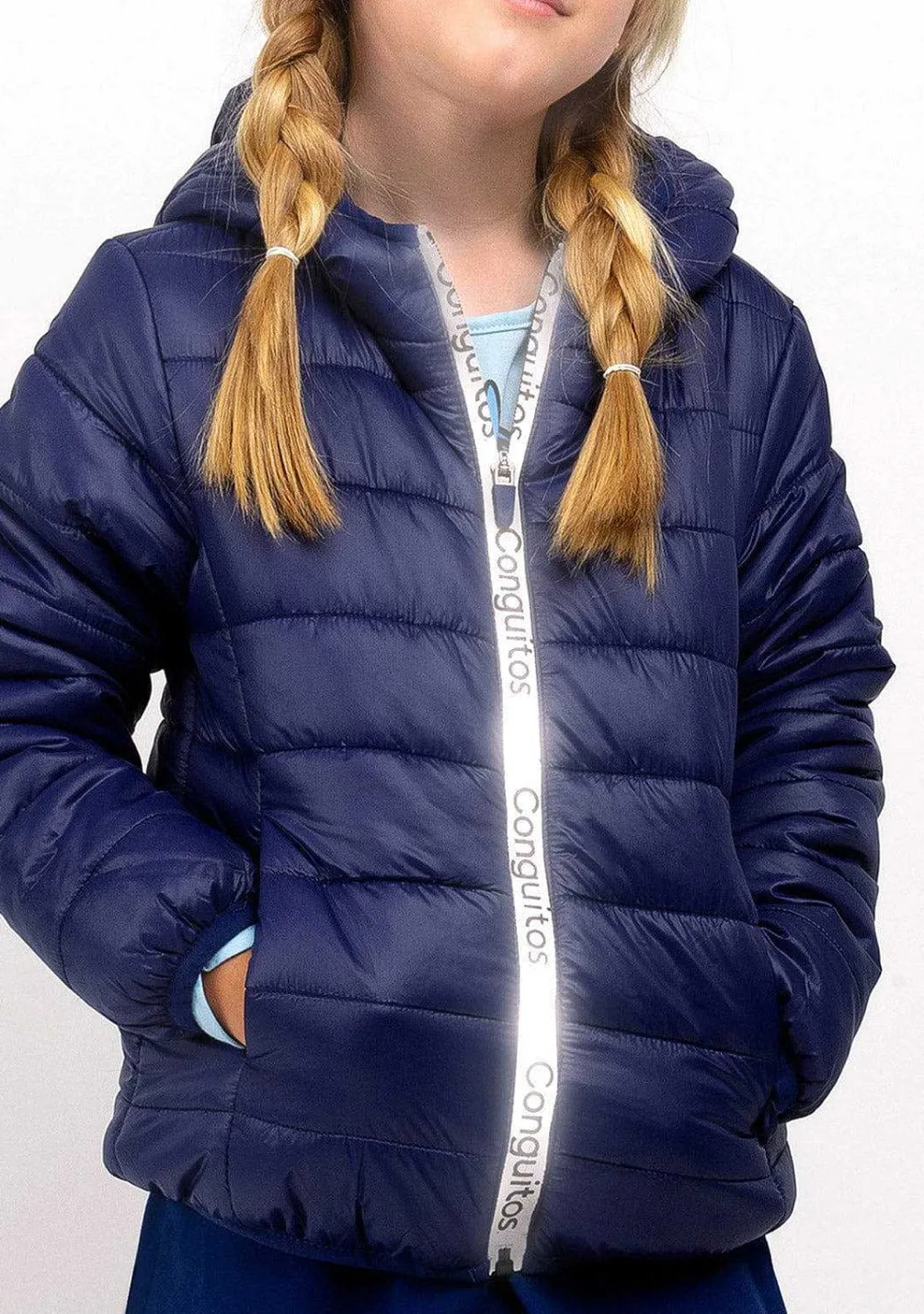 Roupas De Menina-Conguitos Anorak Reflexivo Reciclado Azul Marinho Feminino