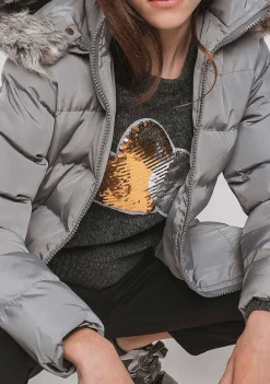 Jaquetas-Conguitos Anoraque De Pelo Cinzento Para Menina