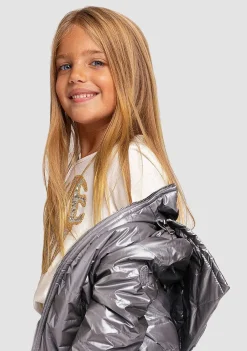 Roupas De Menina-Conguitos Anoraque Prateado De Menina
