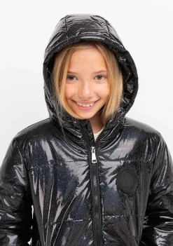 Roupas De Menina-Conguitos Anoraque Preto Iridescente De Menina