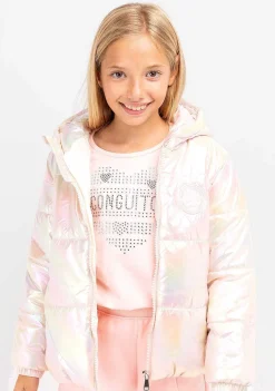 Roupas De Menina-Conguitos Anoraque Rosa Iridescente De Menina