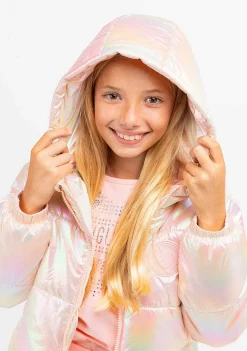 Roupas De Menina-Conguitos Anoraque Rosa Iridescente De Menina