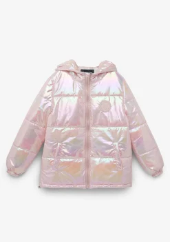 Roupas De Menina-Conguitos Anoraque Rosa Iridescente De Menina