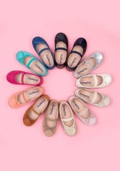 Sapatos Rasos-Conguitos Bailarinas Basicas Brancas De Couro Envernizado Para Menina
