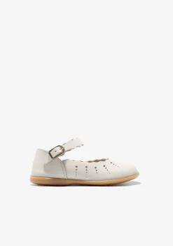 Sapatos De Cerimónia-Conguitos Bailarinas Bege Com Fivela Ondas Bege