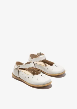 Sapatos De Cerimónia-Conguitos Bailarinas Bege Com Fivela Ondas Bege