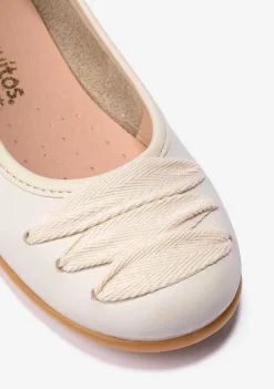 Sapatos De Cerimónia-Conguitos Bailarinas Bege Com Laco Menina Napa P&B