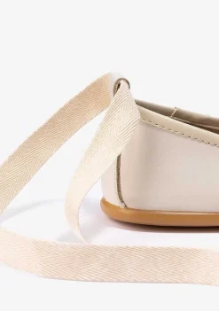 Sapatos De Cerimónia-Conguitos Bailarinas Bege Com Laco Menina Napa P&B