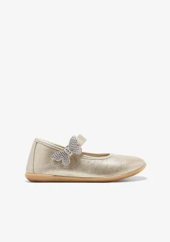 Sapatos De Cerimónia-Conguitos Bailarinas Borboleta Dourada