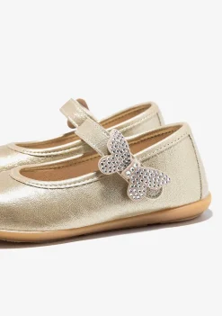 Sapatos De Cerimónia-Conguitos Bailarinas Borboleta Dourada