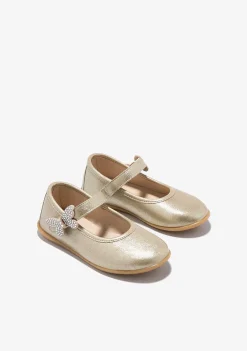 Sapatos De Cerimónia-Conguitos Bailarinas Borboleta Dourada