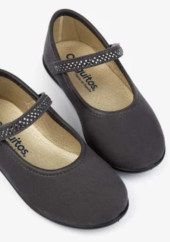 Sapatos Rasos-Conguitos Bailarinas Cinzentas De Menina Com Strass