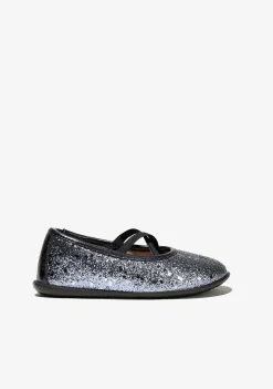 Sapatos De Cerimónia-Conguitos Bailarinas Com Alcas Brilhantes E Chumbo Para Menina