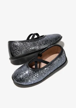 Sapatos De Cerimónia-Conguitos Bailarinas Com Alcas Brilhantes E Chumbo Para Menina