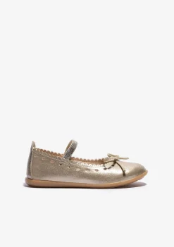 Sapatos De Menina-Conguitos Bailarinas Com Arco Dourado