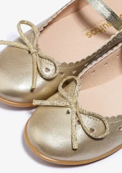 Sapatos De Menina-Conguitos Bailarinas Com Arco Dourado