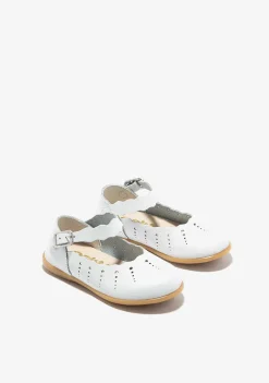 Sapatos De Cerimónia-Conguitos Bailarinas Com Fivela Ondas Brancas Para Bebé