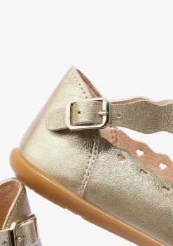 Sapatos De Cerimónia-Conguitos Bailarinas Com Fivela Platina De Menina Metalizadas