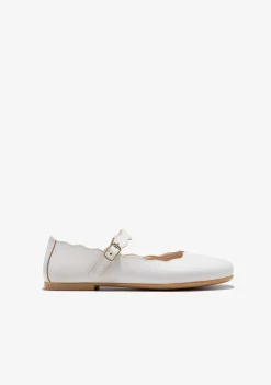 Sapatos De Cerimónia-Conguitos Bailarinas Com Ondas De Fivela Bege Em Preto E Branco