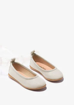 Sapatos De Cerimónia-Conguitos Bailarinas De Laco Bege Menina