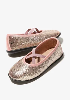 Sapatos De Cerimónia-Conguitos Bailarinas De Menina Com Alcas Brilhantes Rosa
