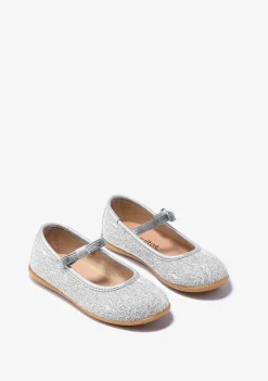 Sapatos De Cerimónia-Conguitos Bailarinas De Menina Prata Metalizadas