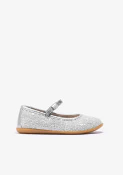 Sapatos De Cerimónia-Conguitos Bailarinas De Menina Prata Metalizadas