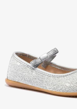Sapatos De Cerimónia-Conguitos Bailarinas De Menina Prata Metalizadas