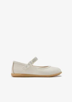 Sapatos De Cerimónia-Conguitos Bailarinas De Strass Off White