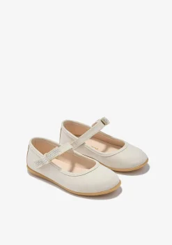 Sapatos De Cerimónia-Conguitos Bailarinas De Strass Off White