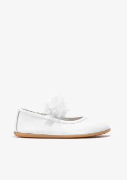 Sapatos De Cerimónia-Conguitos Bailarinas De Tule Branco Menina Napa P&B