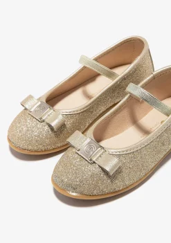 Sapatos De Cerimónia-Conguitos Bailarinas Douradas Brilhantes