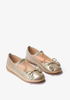 Sapatos De Cerimónia-Conguitos Bailarinas Laco Platina Coracoes Menina Metalizadas
