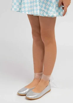 Sapatos De Cerimónia-Conguitos Bailarinas Laco Prata Menina Metalizadas