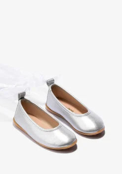 Sapatos De Cerimónia-Conguitos Bailarinas Laco Prata Menina Metalizadas