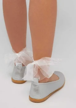 Sapatos De Cerimónia-Conguitos Bailarinas Laco Prata Menina Metalizadas