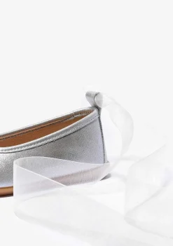 Sapatos De Cerimónia-Conguitos Bailarinas Laco Prata Menina Metalizadas
