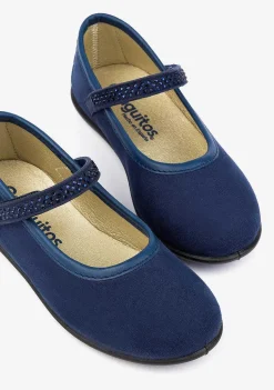 Sapatos Rasos-Conguitos Bailarinas Marinha Feminina Com Strass