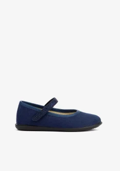 Sapatos Rasos-Conguitos Bailarinas Marinha Feminina Com Strass
