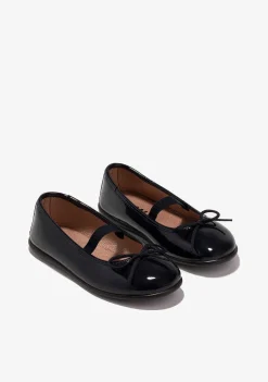 Sapatos De Cerimónia-Conguitos Bailarinas Marinha Feminina Couro Envernizado P&B